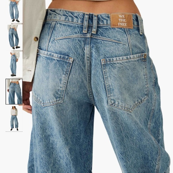 Free People structured barrel leg lends a fun retro shape. Vintage look seams. - Picture 3 of 10